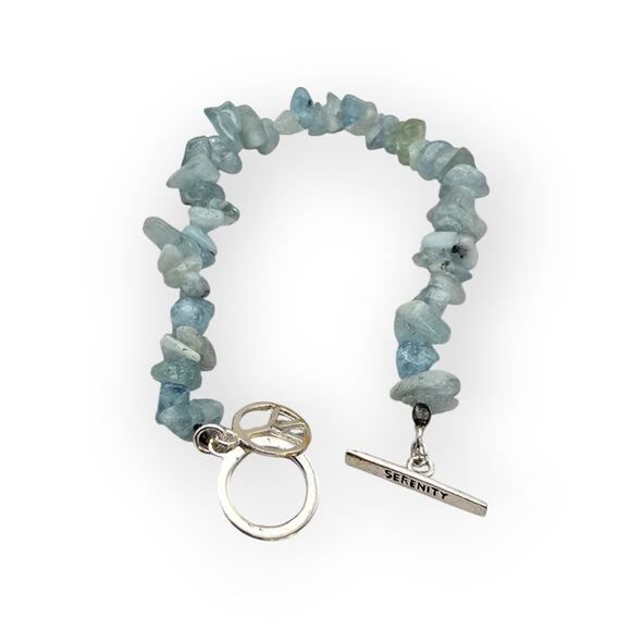 Blue Gemstone Chip Bracelet – Silver Serenity Toggle Clasp - Picture 8 of 8